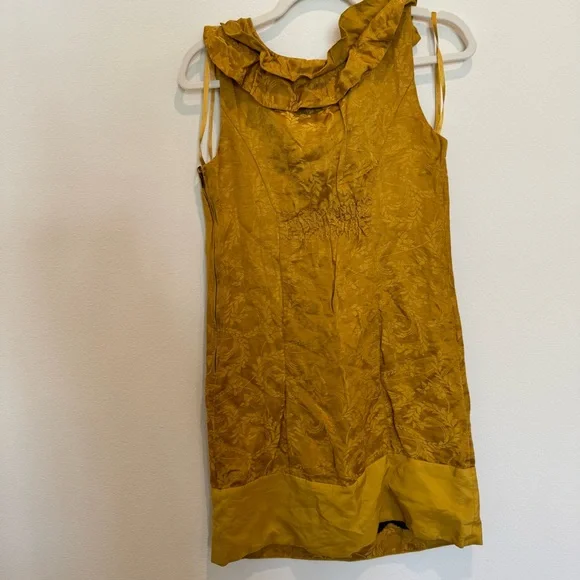 Floreat Mustard Dress with Floral Accents - Picture 6 of 9